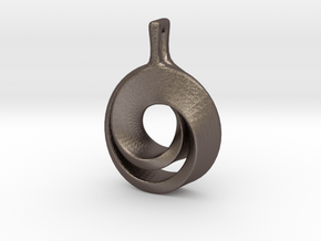 Möbius pendant in Polished Bronzed-Silver Steel: Large