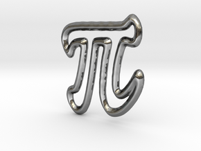 Pi Pendant/Charm - 16mm in Fine Detail Polished Silver