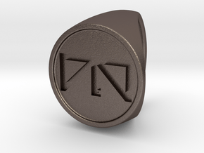 Custom Signet Ring 24 in Polished Bronzed Silver Steel