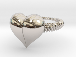 Size 10 Heart Ring in Rhodium Plated Brass