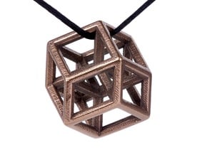 Hypercube Pendant in Polished Bronze Steel