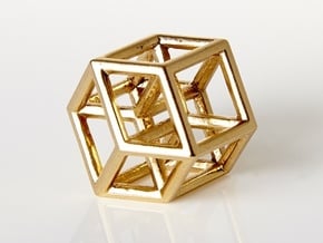 Hypercube Pendant in Polished Brass