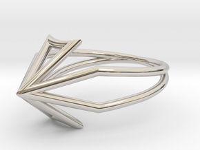 Ring  The Pyramid 7 US ( 17.35 mm) in Rhodium Plated Brass