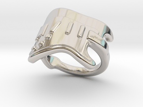 Electric Guitar Ring 15 - Italian Size 15 in Rhodium Plated Brass