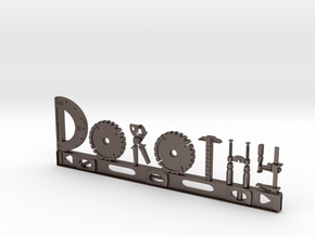 Dorothy Nametag in Polished Bronzed Silver Steel
