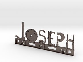 Joseph Nametag in Polished Bronzed Silver Steel