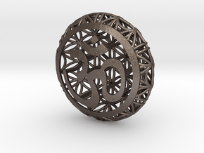 Flower Of Life Pendant  in Polished Bronzed Silver Steel