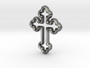 Cross Charm - 11mm in Fine Detail Polished Silver