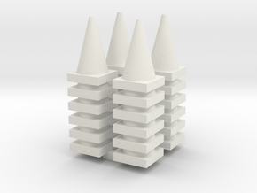 Road Cone Stack (4Pack) 1-87 HO Scale in White Natural Versatile Plastic