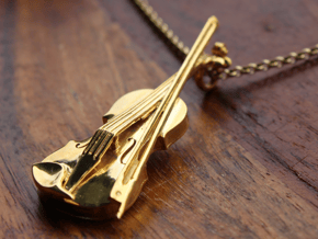 Violin and Bow Pendant in 18k Gold Plated Brass