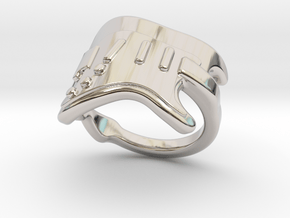 Electric Guitar Ring 21 - Italian Size 21 in Rhodium Plated Brass