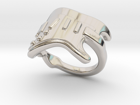 Electric Guitar Ring 22 - Italian Size 22 in Rhodium Plated Brass