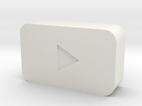 Kawaii Youtube Play Button in White Natural Versatile Plastic
