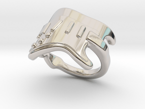 Electric Guitar Ring 23 - Italian Size 23 in Rhodium Plated Brass