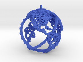 Gear Globe / Maker Globe Pendant in Blue Processed Versatile Plastic