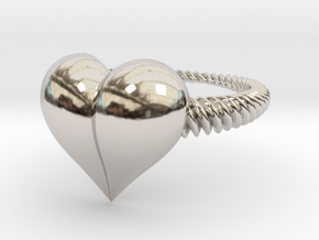 Size 9 Heart Ring in Rhodium Plated Brass