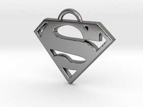 Superman Pendant in Polished Silver