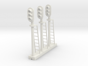 Block Signal 3 Light (Qty 3) - HO 87:1 Scale in White Natural Versatile Plastic