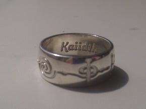 "Kaiidth" Vulcan Script Ring - Engraved Style in Polished Silver: 7 / 54