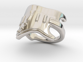 Electric Guitar Ring 25 - Italian Size 25 in Rhodium Plated Brass