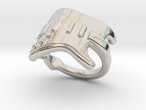 Electric Guitar Ring 26 - Italian Size 26 in Rhodium Plated Brass