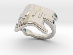 Electric Guitar Ring 29 - Italian Size 29 in Rhodium Plated Brass