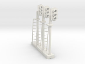 Block Signal 3 Light RH (Qty 3) - HO 87:1 Scale in White Natural Versatile Plastic