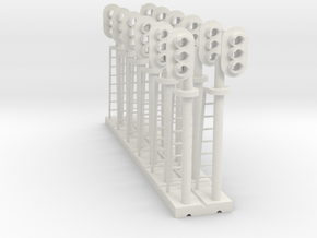 Block Signal 3 Light Mixed (Qty 12) - HO 87:1 Scal in White Natural Versatile Plastic