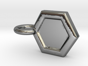Honeycomb Charm in Fine Detail Polished Silver