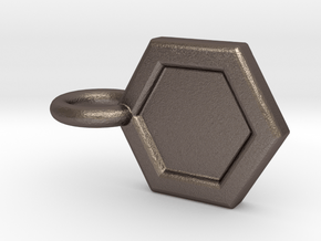 Honeycomb Charm in Polished Bronzed Silver Steel