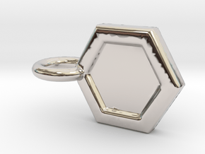 Honeycomb Charm in Rhodium Plated Brass