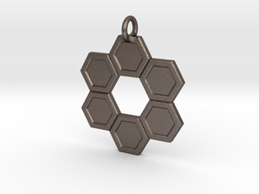 Honeycomb Ring Pendant in Polished Bronzed Silver Steel