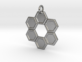 Honeycomb Ring Pendant in Natural Silver