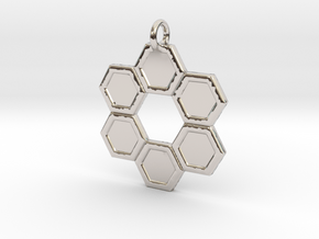 Honeycomb Ring Pendant in Rhodium Plated Brass