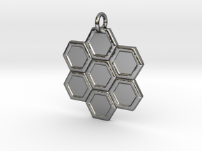 Honeycomb Pendant in Fine Detail Polished Silver