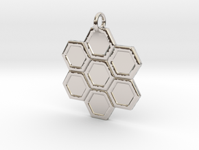 Honeycomb Pendant in Rhodium Plated Brass