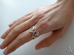 Heart Flame Ring in Natural Silver: 8 / 56.75