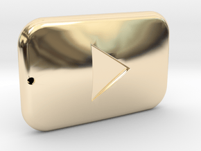 Youtube Button Keychain in 14K Yellow Gold