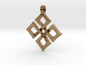 Simple Square Celtic Knot Cross Pendant in Natural Brass