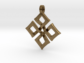 Simple Square Celtic Knot Cross Pendant in Natural Bronze