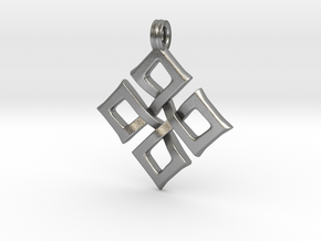 Simple Square Celtic Knot Cross Pendant in Natural Silver