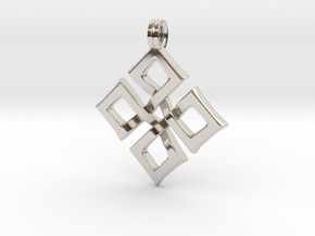 Simple Square Celtic Knot Cross Pendant in Platinum