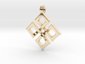 Simple Square Celtic Knot Cross Pendant in 14K Yellow Gold