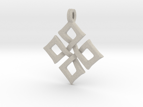 Simple Square Celtic Knot Cross Pendant in Natural Sandstone