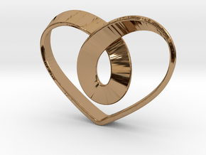 Heart Mobius Strip in Polished Brass