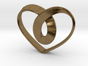 Heart Mobius Strip in Polished Bronze