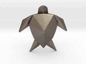 Origami Turtle  in Polished Bronzed Silver Steel