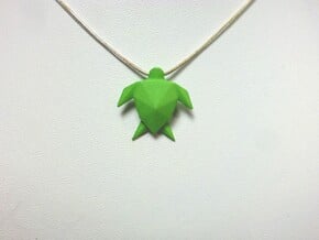 Origami Turtle  in Green Processed Versatile Plastic
