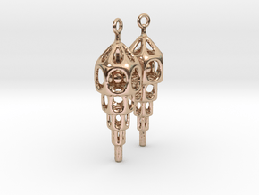 Skeleton Ziggurat Earrings 2 in 14k Rose Gold Plated Brass