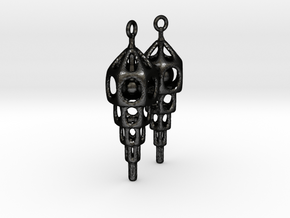 Skeleton Ziggurat Earrings 2 in Matte Black Steel